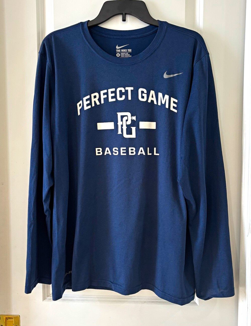 Nike Dri-FIT The Nike Tee Men's XL Blue Long Sleeve Baseball T-Shirt
